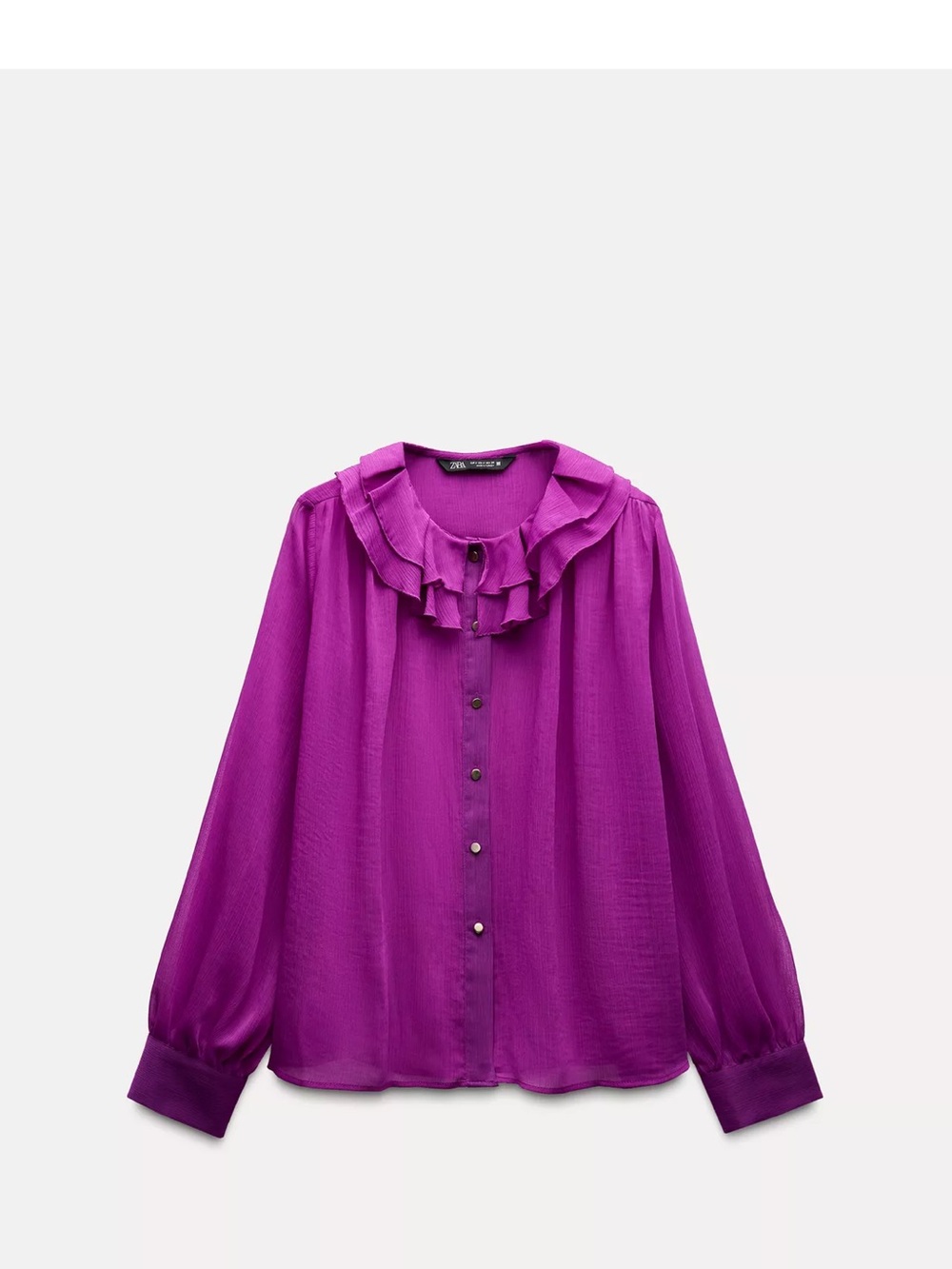 Ruffled Collar Button-Down Blouse - magenta
